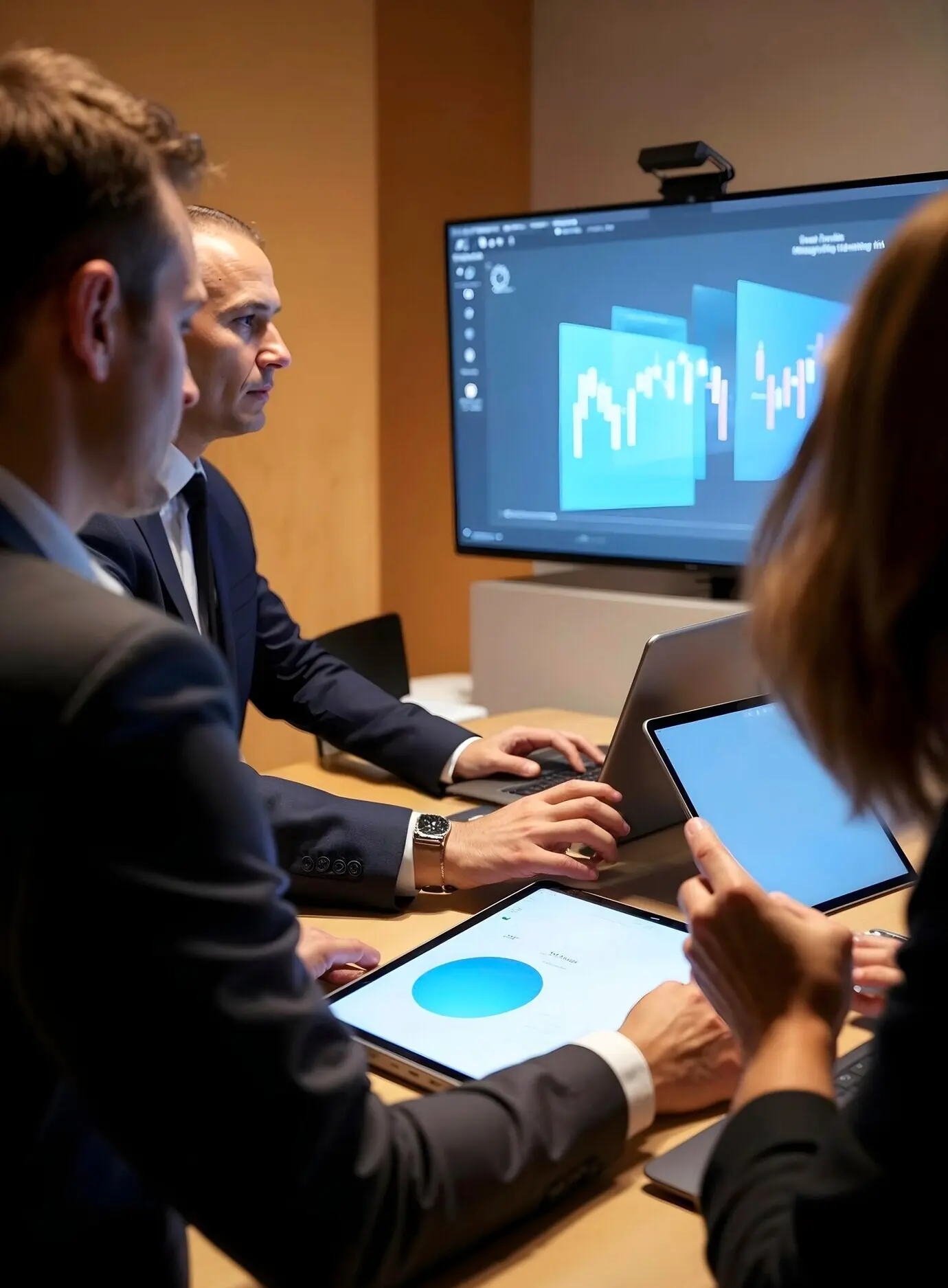 Люди, работающие с устройствами, управляемыми искусственным интеллектом